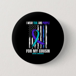 Mens awareness prevention cousin american flag button