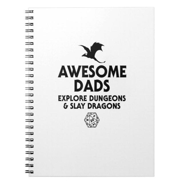 Mens Awesome Dads Explore Dungeons And Slay Dragon Notebook (Front)