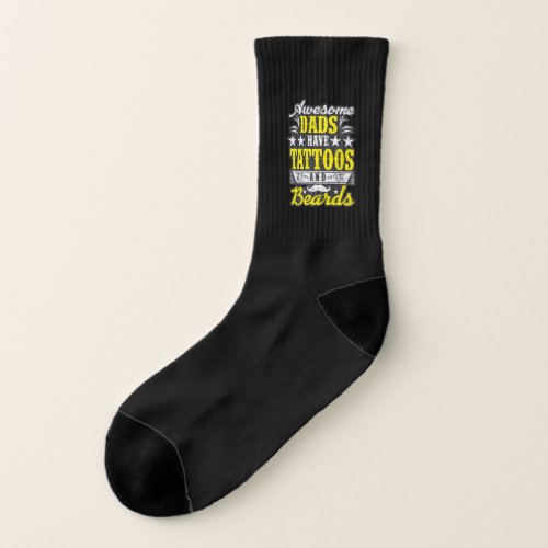 Mens Awesome Dads Have Tattoos And Beards T_Shirt Socks