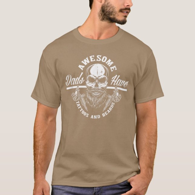Mens Awesome Dads Haveattoos And Beards Funny Fath T-Shirt (Front)