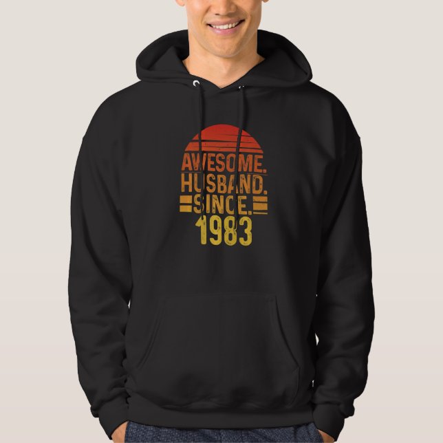 Mens Awesome Husband since 1983 Wedding Anniversar Hoodie (Front)