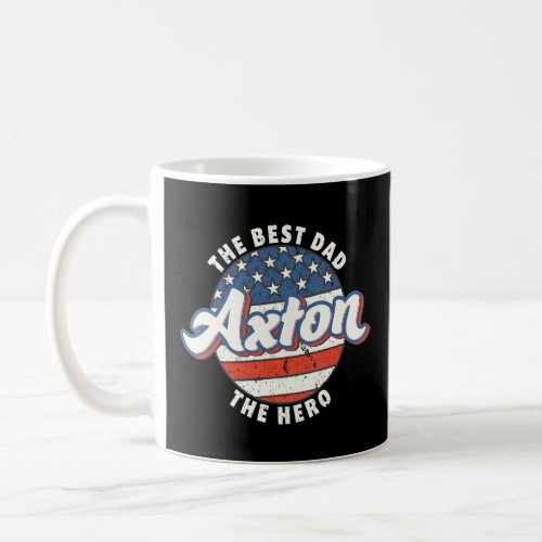 Mens Axton Best Dad Hero US Flag Personalised Fath Coffee Mug