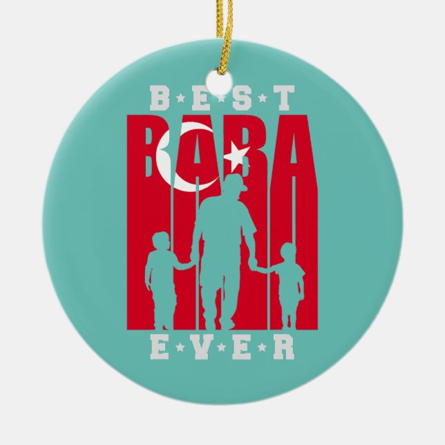 Mens Baba with two Sons Fathers Day turkish Dad 2 Ceramic Ornament (Front)