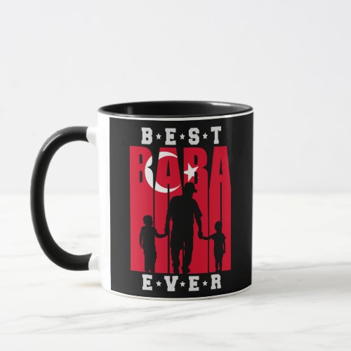 Mens Baba with two Sons Fathers Day turkish Dad 2 Mug