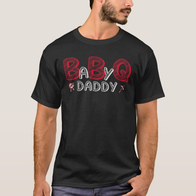 Mens Baby BBQ Shower Daddy Q Baby Shower Theme Mat T-Shirt (Front)