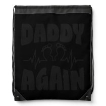 Mens Baby Footprint Daddy Again Funny Pregnancy Drawstring Bag