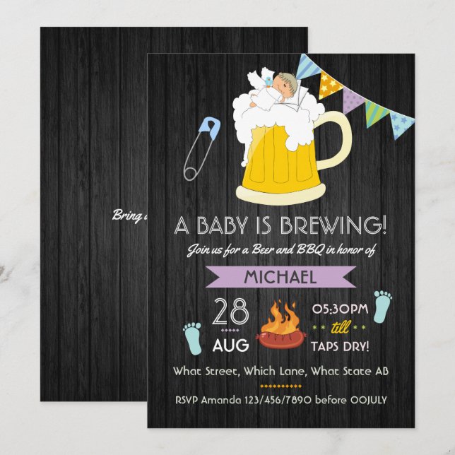 Men's Baby Shower Dadchelor Beer and BBQ Party Invitation (Front/Back)