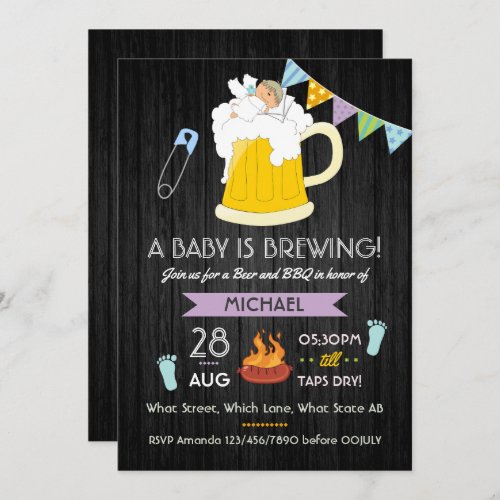 Mens Baby Shower Dadchelor Beer and BBQ Party Invitation