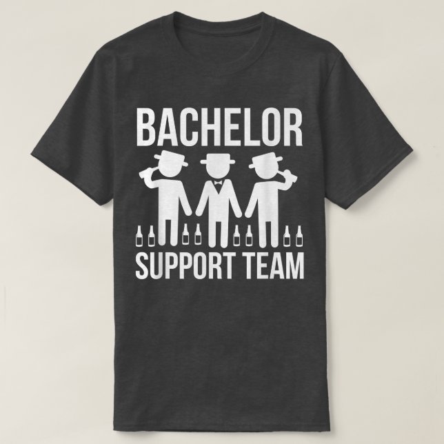 Mens Bachelor Support Team Bachelor Party Wedding  T-Shirt (Design Front)