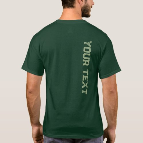 Mens Back Design Print Distressed Font Green T_Shirt