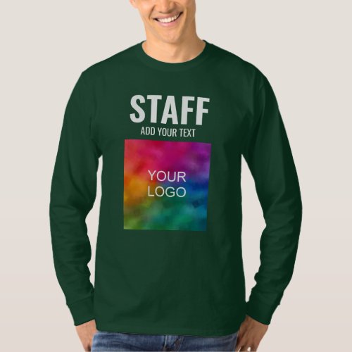 Mens Back  Front Design Long Sleeve Staff T_Shirt