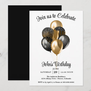 Mens Balloons Birthday Invitation