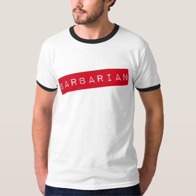Men's Barbarian (Needs Discipline) Ringer T-Shirt (Front)