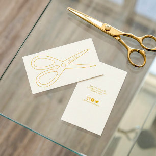 Mens barber hair cut with gold scissors logo business card