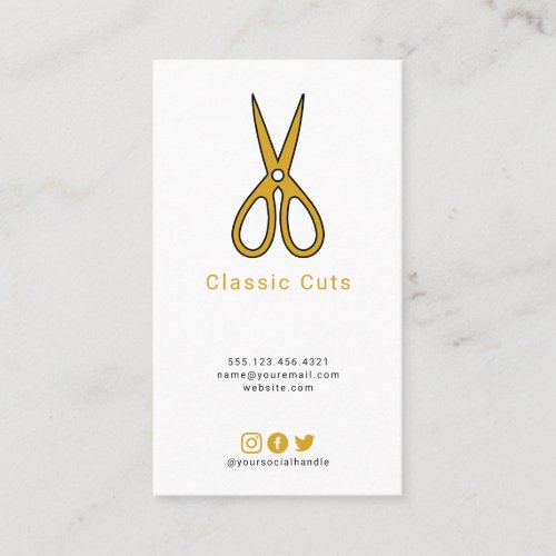 Mens barbers scissors logo classic business card