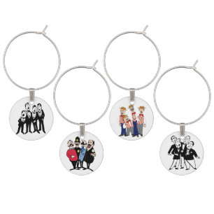 Mens' Barbershop Quartets Wine Glass Charm