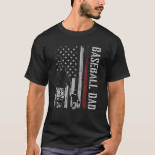 Mens Baseball Dad Daddy American Flag Patriotic 4t T-Shirt