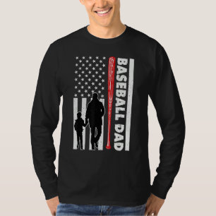 Mens Baseball Dad Flag Dad Men Baseball Fathers D T-Shirt