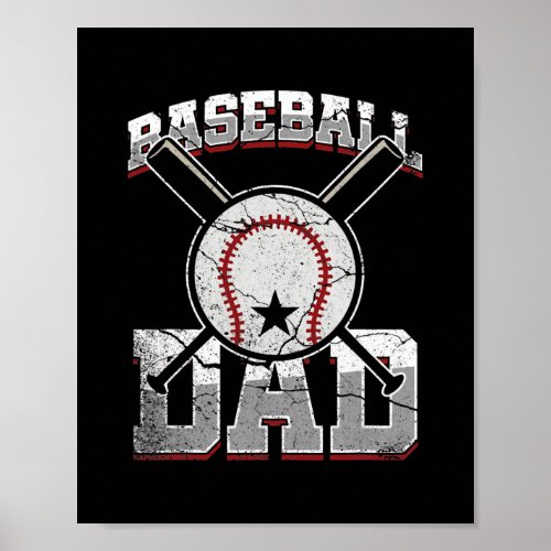 Mens Baseball Dad Son Daughter Baseball Player Poster