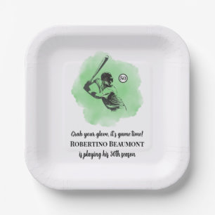 Men's Baseball Hitting 50th Birthday Paper Plates
