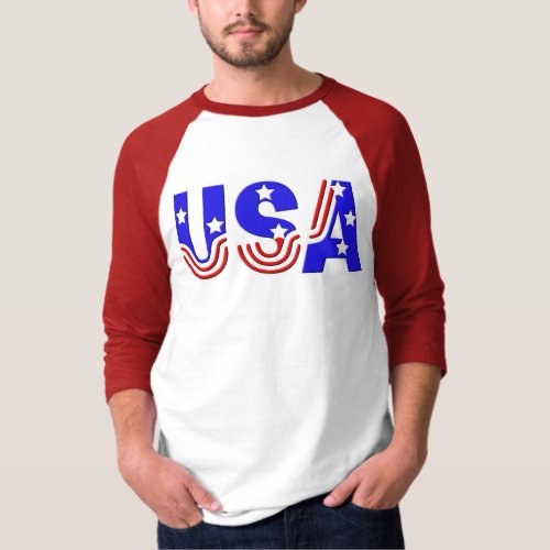 Mens Baseball Jersey _ USA in Stars  Stripes T_Shirt