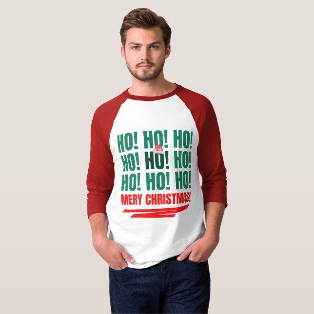  Men's Basic 3/4 Sleeve Raglan christmas T-Shirt (Front Full)
