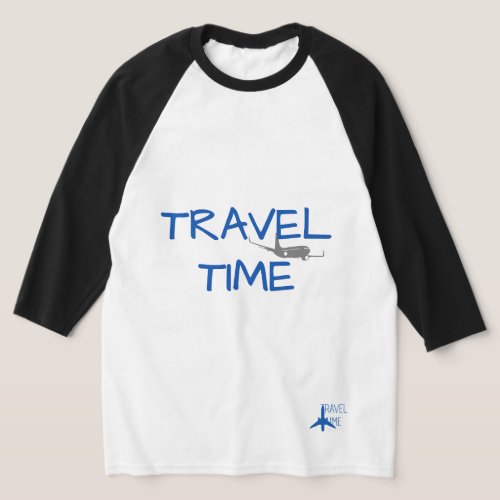 Mens Basic 34 Sleeve Raglan travel time T_Shirt