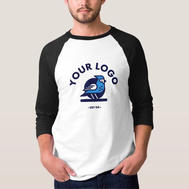 Men's Basic 3/4 T-Shirt - White/Black (Front)