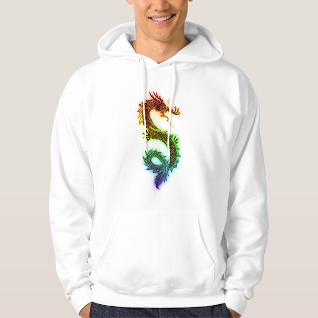 Men's Basic Hooded Sweatshirt Rainbow Dragon (Front)