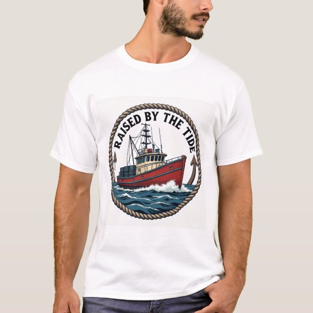 Men's Basic "Raised by the Tide" Graphic T-Shirt (Front)