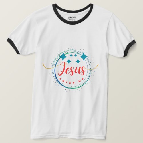 Mens Basic Ringer Jesus Loves Me T_Shirt