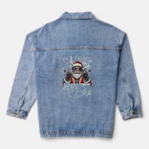 Men's Basic Santa Claus Rock Star T-Shirt Denim Jacket