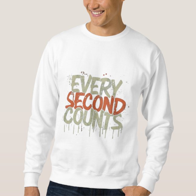 Men's Basic Sweatshirt, Every Second Counts  Sweatshirt (Front)