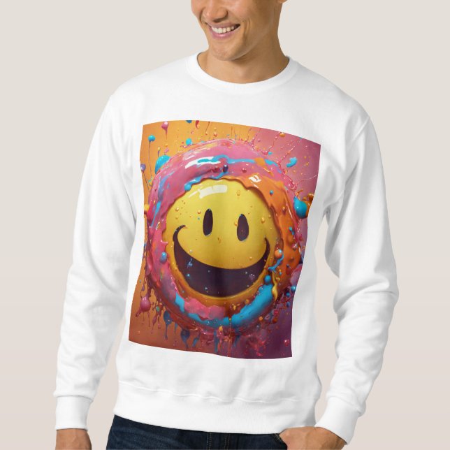 Men's Basic Sweatshirt with Dripping Typography Ar (Front)
