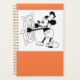 Men's Basic T-Shirt orange with Steamboat Willie  Planner