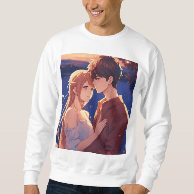 Men's Basic T-Shirt Printed Couple Sweatshirt (Front)