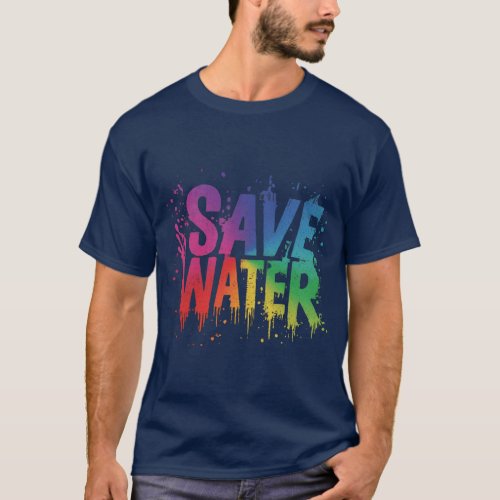 Mens Basic T_Shirt save the water  T_Shirt