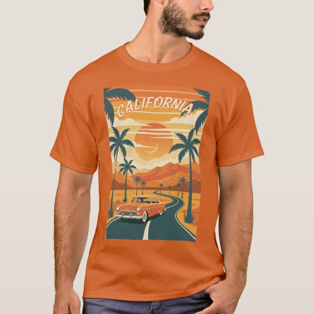 Men's Basic T-ShirtRetro California Travel Poster  T-Shirt (Front)