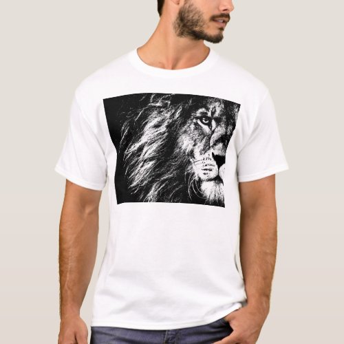 Mens Basic T_Shirts Modern Elegant Lion Face