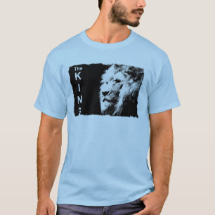 Mens Basic TShirts Pop Art Lion Face Light Blue