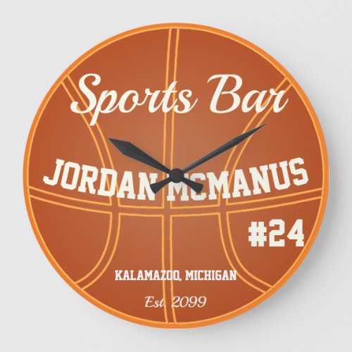 Mens  Basketball Sports Bar Clock Sign