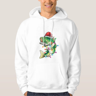 Mens Bass Fishing Santa Oh Snap Christmas Fishing Hoodie
