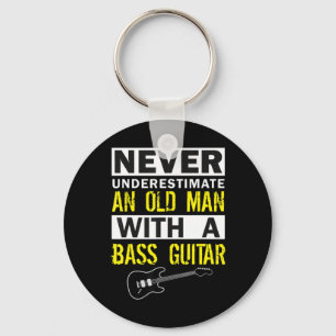 Mens Bass Player Musician Gift Father Grandfather Keychain