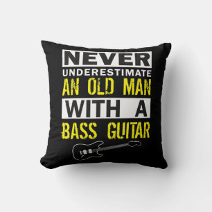 Mens Bass Player Musician Gift Father Grandfather Throw Pillow