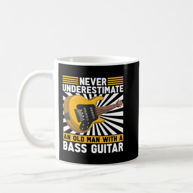 Mens Bassist Never Underestimate An Old Man With A Coffee Mug (Left)