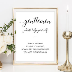 Mens Bathroom Basket Elegant Wedding Sign