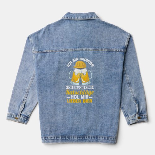 Mens Bauherr Beer Beer Mug Celebration Hops Saying Denim Jacket