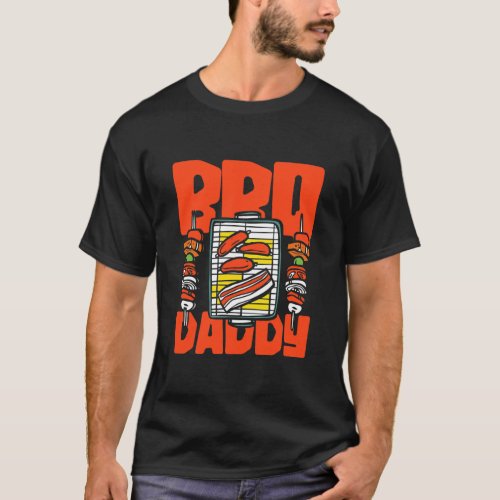 Mens BBQ Daddy Grilling Meat Smoker Pitmaster Dad T_Shirt