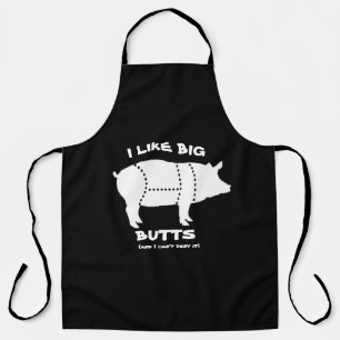 Mens BBQ Grill Apron, I Like Big Butts Pork Pun Apron