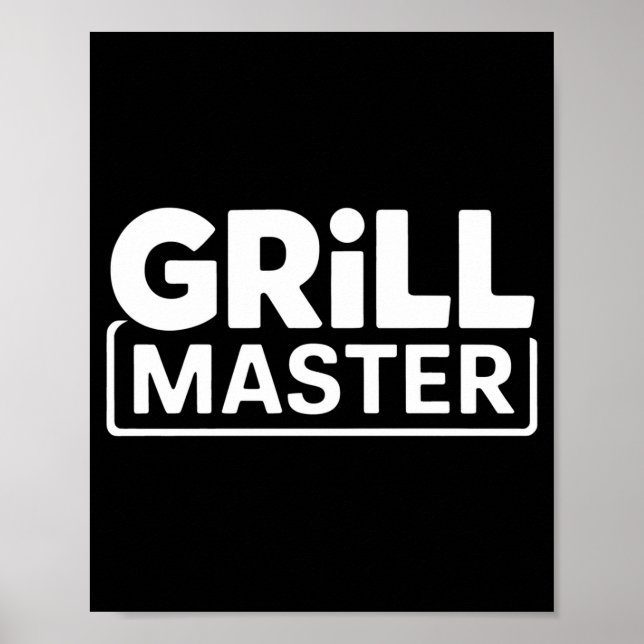 Mens bbq grill master backyard barbecue smoke king poster (Front)